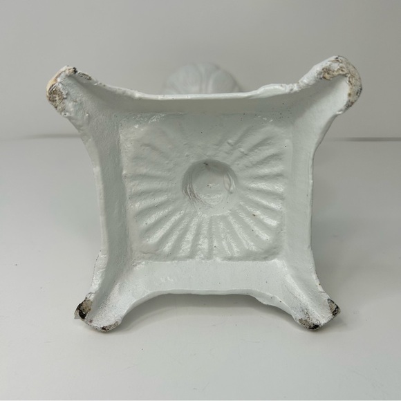 Vintage Cast Iron Candle Holder Painted White 11.5” Tall - Picture 5 of 15